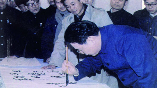 李鹏视察平圩电厂并挥毫题词